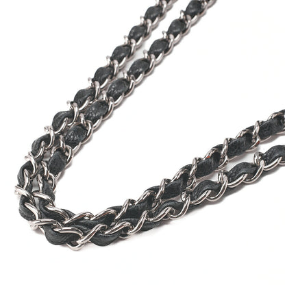 CHANEL Chain Shoulder Bag Deca Matelasse 30cm Single Flap Caviar Skin Black Silver-Tone Hardware, Pre-Owned
