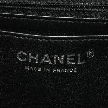 CHANEL Chain Shoulder Bag Deca Matelasse 30cm Single Flap Caviar Skin Black Silver-Tone Hardware, Pre-Owned