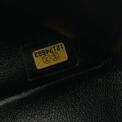 CHANEL Chain Shoulder Bag Deca Matelasse 30cm Single Flap Caviar Skin Black Silver-Tone Hardware, Pre-Owned