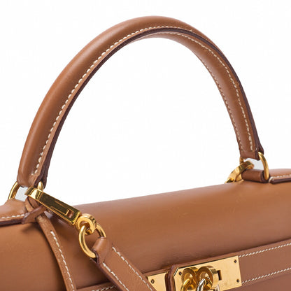 HERMES Kelly 32 Handbag Valenia External Stitching 2way Gold-Tone Hardware, Pre-Owned