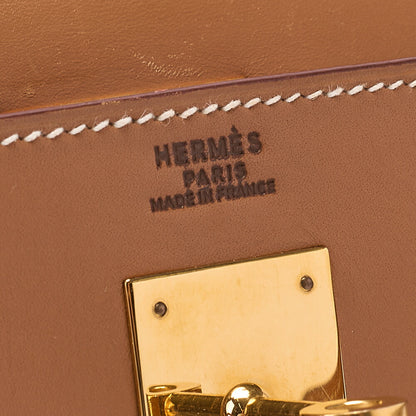 HERMES Kelly 32 Handbag Valenia External Stitching 2way Gold-Tone Hardware, Pre-Owned