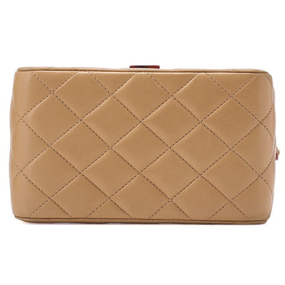 CHANEL Shoulder Bag Matelasse Lambskin Tortoiseshell Plastic Chain Shoulder Beige Gold-Tone Hardware, Pre-Owned