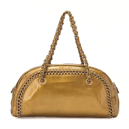 CHANEL Chain Shoulder Bag Coco Mark Mademoiselle Bowling Enamel Gold-Tone Hardware, Pre-Owned