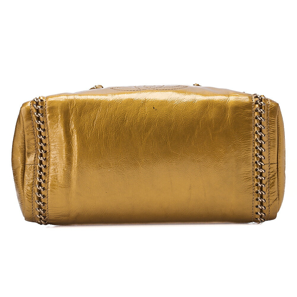 CHANEL Chain Shoulder Bag Coco Mark Mademoiselle Bowling Enamel Gold-Tone Hardware, Pre-Owned