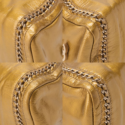 CHANEL Chain Shoulder Bag Coco Mark Mademoiselle Bowling Enamel Gold-Tone Hardware, Pre-Owned