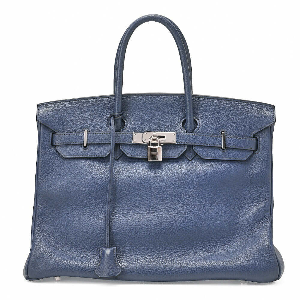 HERMES Birkin 35 Handbag Fjord Bruton Bet Silver-Tone Hardware, Pre-Owned