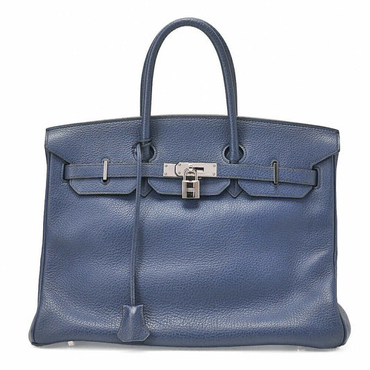 HERMES Birkin 35 Handbag Fjord Bruton Bet Silver-Tone Hardware, Pre-Owned
