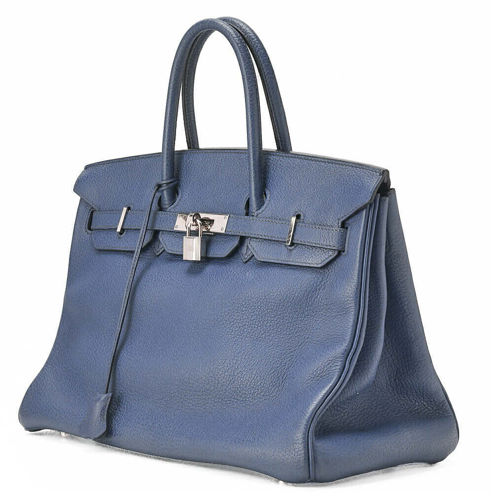 HERMES Birkin 35 Handbag Fjord Bruton Bet Silver-Tone Hardware, Pre-Owned