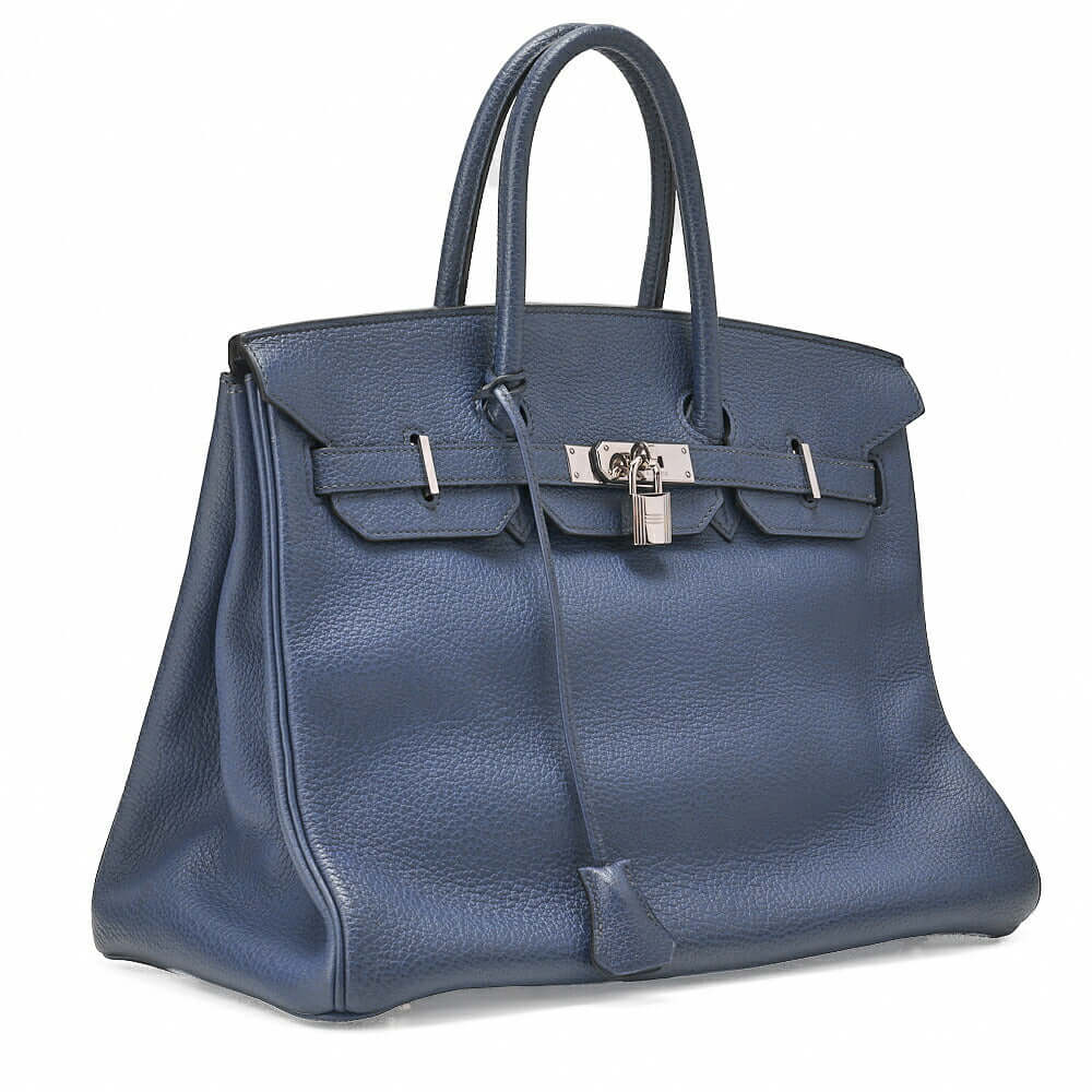 HERMES Birkin 35 Handbag Fjord Bruton Bet Silver-Tone Hardware, Pre-Owned