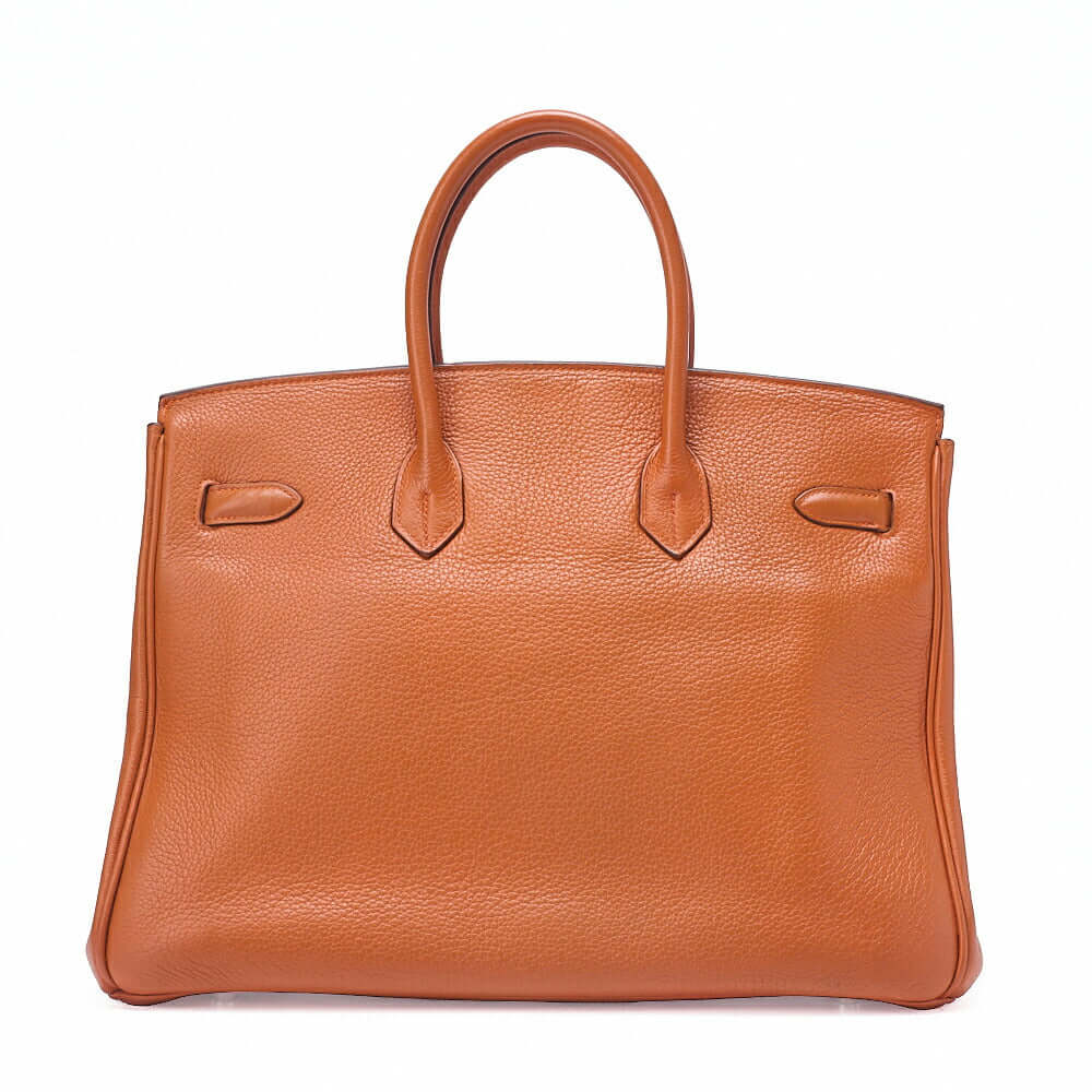 HERMES Birkin 35 Handbag Tryon Orange Silver-Tone Hardware, Pre-Owned