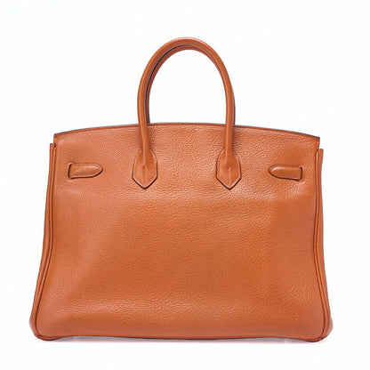 HERMES Birkin 35 Handbag Tryon Orange Silver-Tone Hardware, Pre-Owned