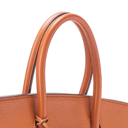 HERMES Birkin 35 Handbag Tryon Orange Silver-Tone Hardware, Pre-Owned