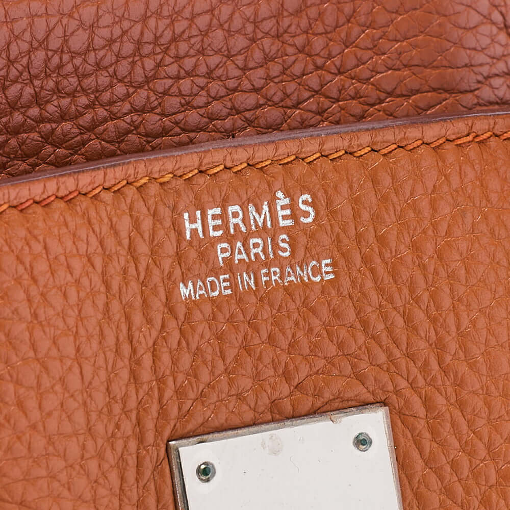 HERMES Birkin 35 Handbag Tryon Orange Silver-Tone Hardware, Pre-Owned
