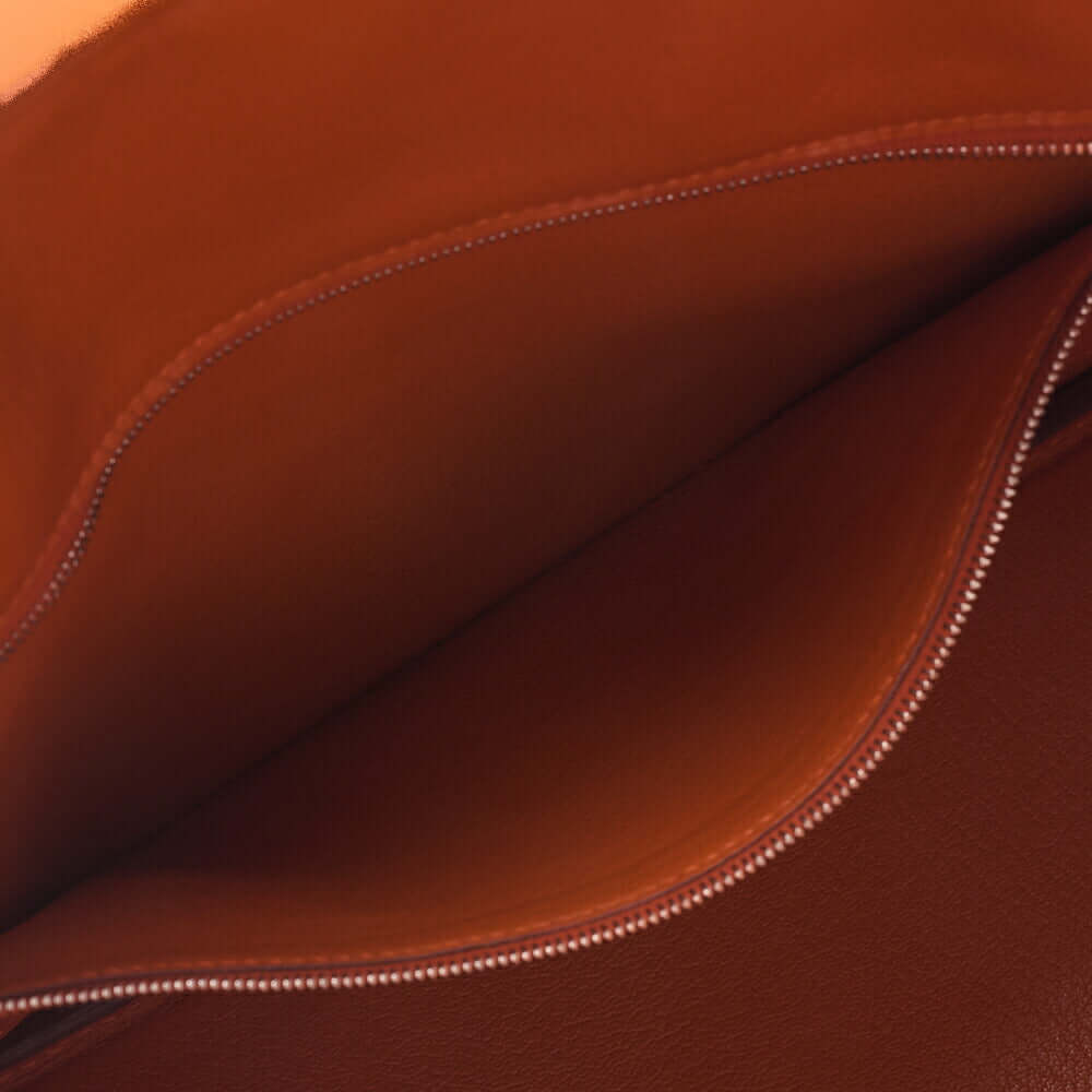 HERMES Birkin 35 Handbag Tryon Orange Silver-Tone Hardware, Pre-Owned