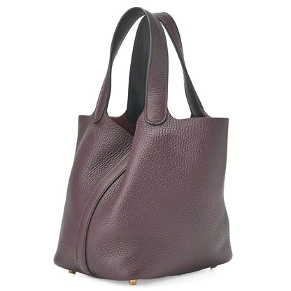 HERMES Picotan Lock PM Handbag Tryon Clemence x Swift Havane Gold-Tone Hardware, Pre-Owned