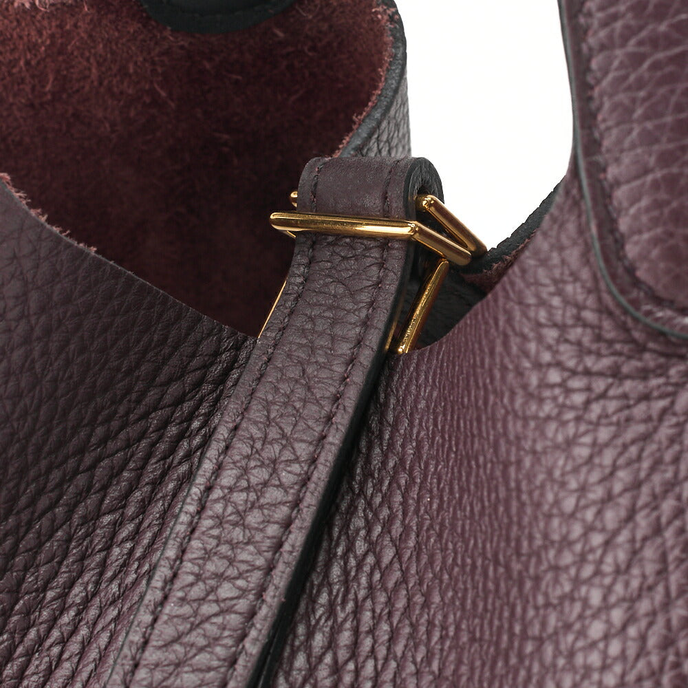 HERMES Picotan Lock PM Handbag Tryon Clemence x Swift Havane Gold-Tone Hardware, Pre-Owned