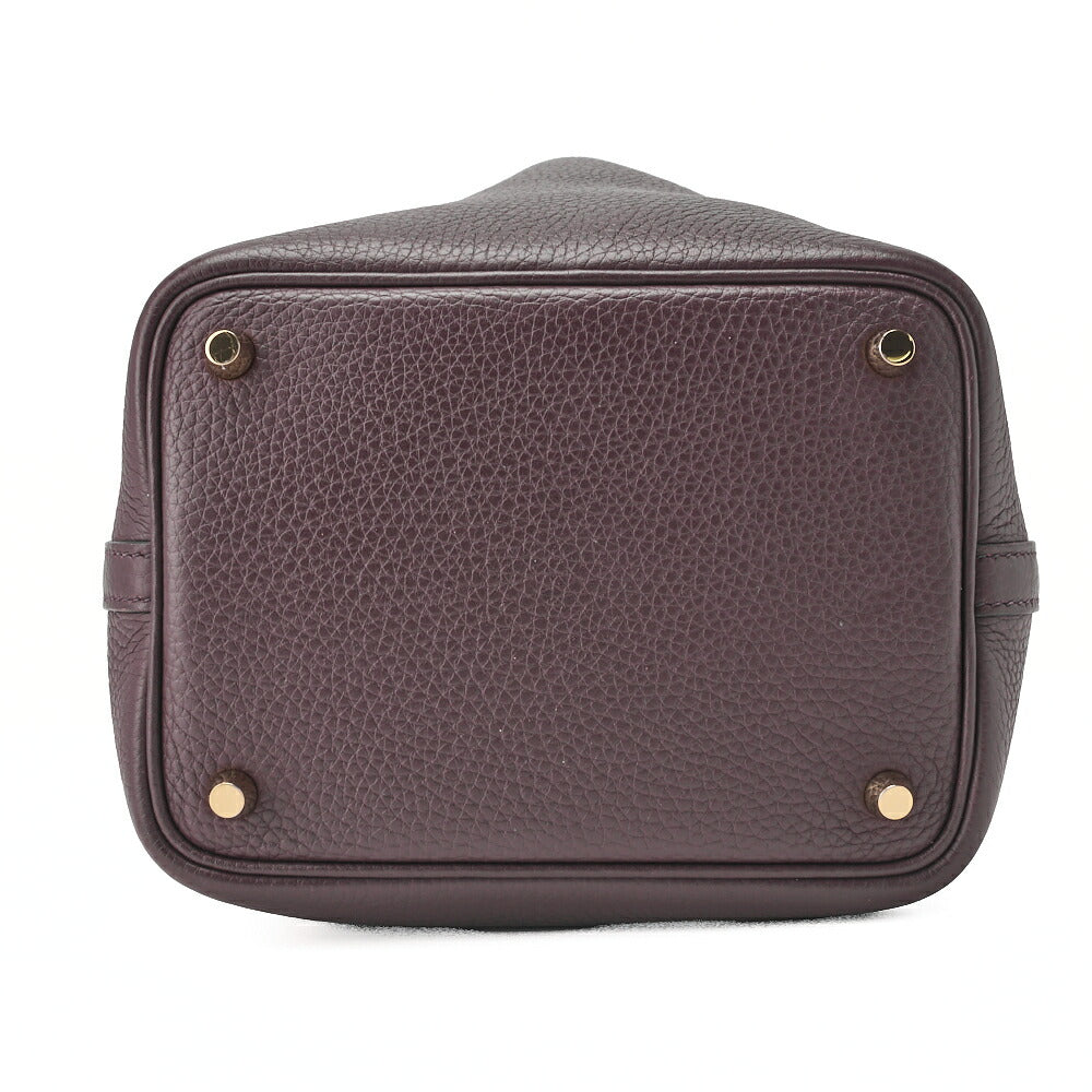 HERMES Picotan Lock PM Handbag Tryon Clemence x Swift Havane Gold-Tone Hardware, Pre-Owned