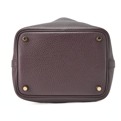 HERMES Picotan Lock PM Handbag Tryon Clemence x Swift Havane Gold-Tone Hardware, Pre-Owned