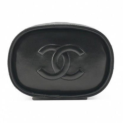 CHANEL Coco Mark Fringe Bucket Shape Chain Shoulder Lambskin Black Gold-Tone Hardware, Pre-Owned