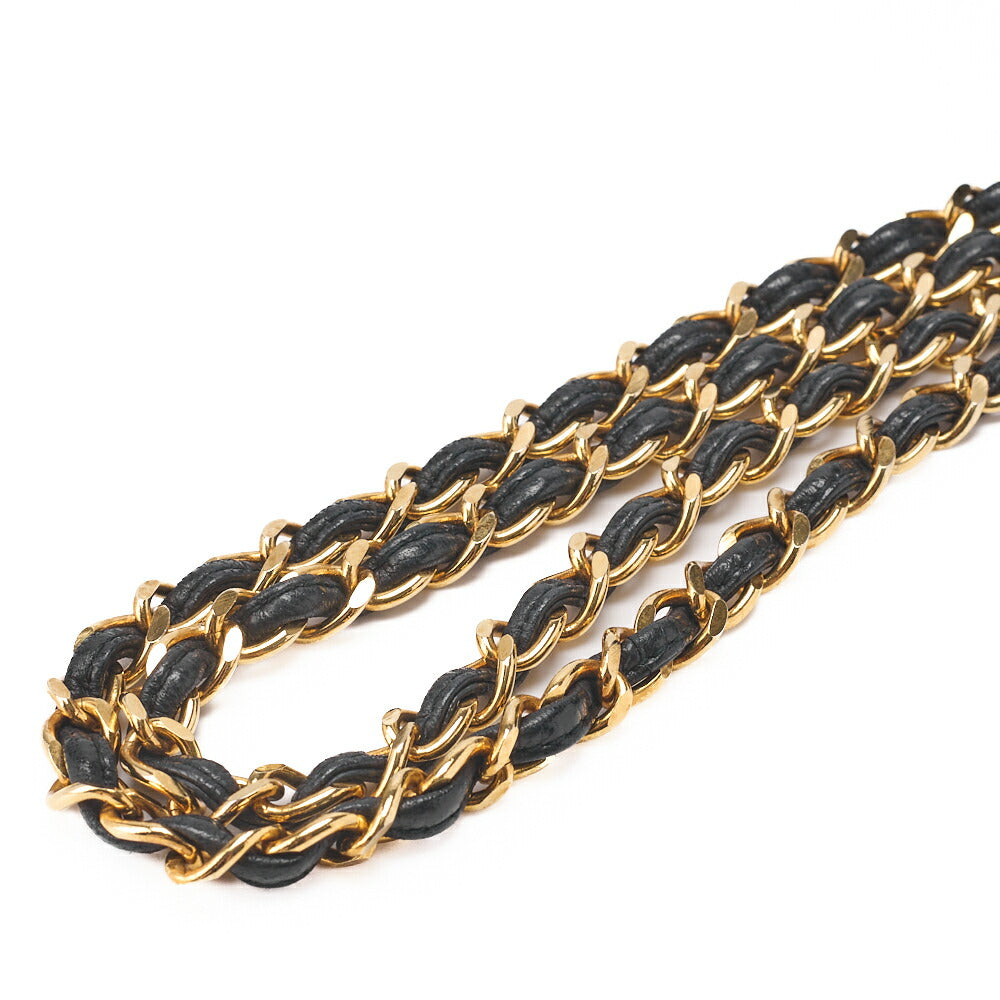 CHANEL Coco Mark Fringe Bucket Shape Chain Shoulder Lambskin Black Gold-Tone Hardware, Pre-Owned