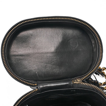 CHANEL Coco Mark Fringe Bucket Shape Chain Shoulder Lambskin Black Gold-Tone Hardware, Pre-Owned