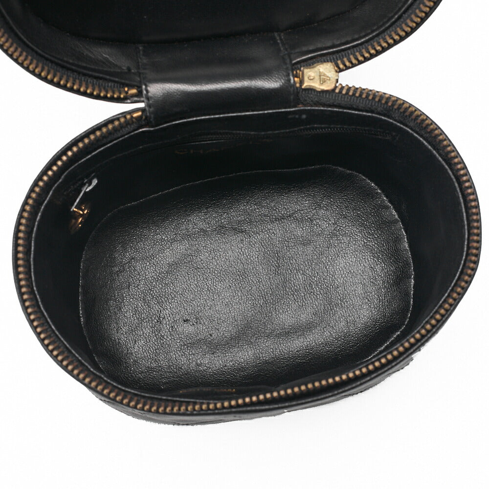 CHANEL Coco Mark Fringe Bucket Shape Chain Shoulder Lambskin Black Gold-Tone Hardware, Pre-Owned