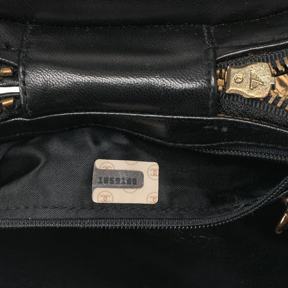 CHANEL Coco Mark Fringe Bucket Shape Chain Shoulder Lambskin Black Gold-Tone Hardware, Pre-Owned