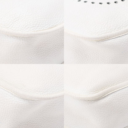 HERMES Evelyn PM Shoulder Bag Trion Clemence White Silver-Tone Hardware, Pre-Owned