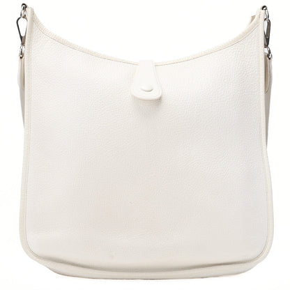 HERMES Evelyn PM Shoulder Bag Trion Clemence White Silver-Tone Hardware, Pre-Owned