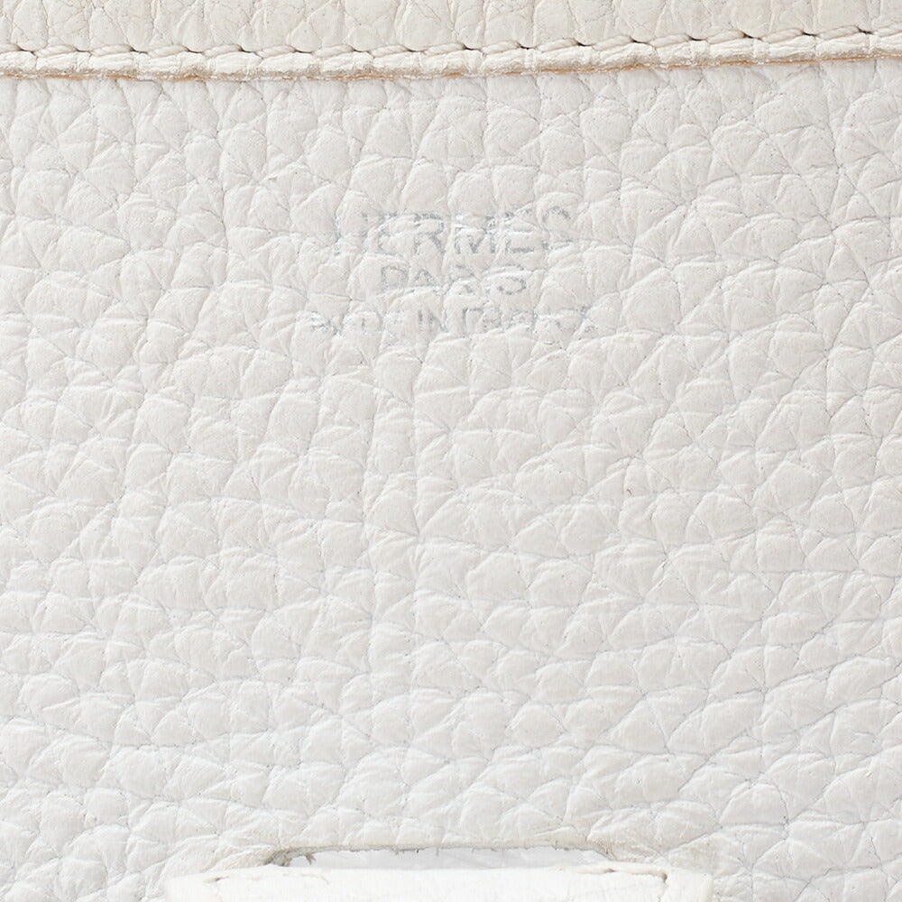 HERMES Evelyn PM Shoulder Bag Trion Clemence White Silver-Tone Hardware, Pre-Owned