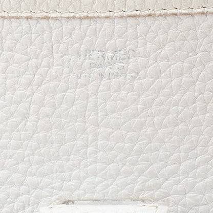 HERMES Evelyn PM Shoulder Bag Trion Clemence White Silver-Tone Hardware, Pre-Owned