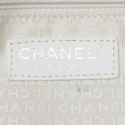 CHANEL Matelasse Bicolore Push Lock Chain Shoulder Leather x Cotton White Silver-Tone Hardware, Pre-Owned