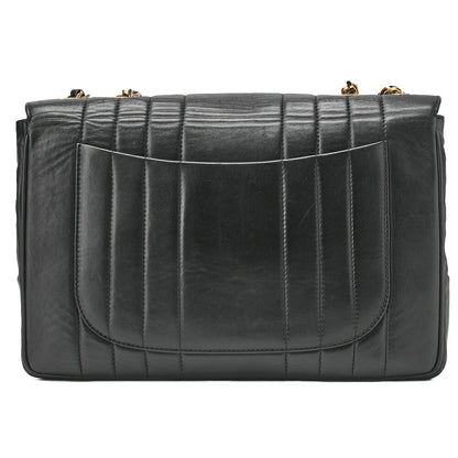 CHANEL Chain Shoulder Bag Mademoiselle Turnlock Lambskin Black Gold-Tone Hardware, Pre-Owned