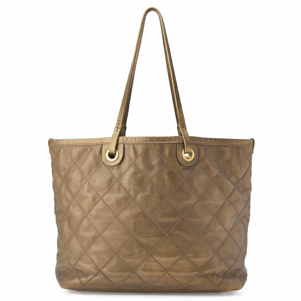 CHANEL Matelasse Tote Bag Caviar Skin with Coco Charm Gold Gold-Tone Hardware, Pre-Owned