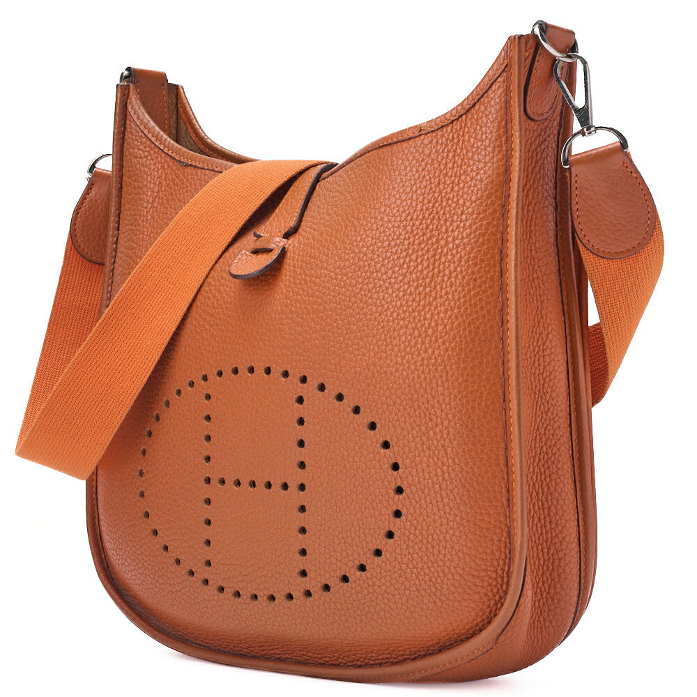 HERMES Evelyn PM Shoulder Bag Trion Clemence Orange Silver-Tone Hardware, Pre-Owned
