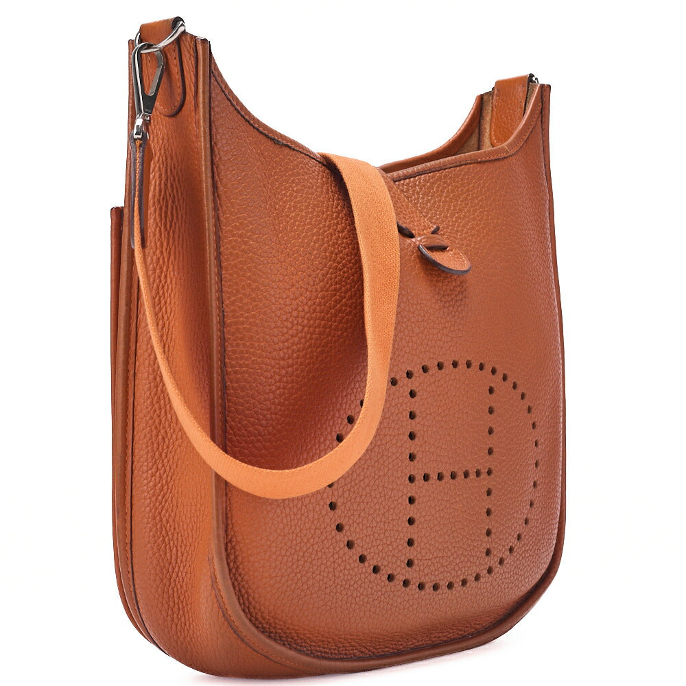 HERMES Evelyn PM Shoulder Bag Trion Clemence Orange Silver-Tone Hardware, Pre-Owned