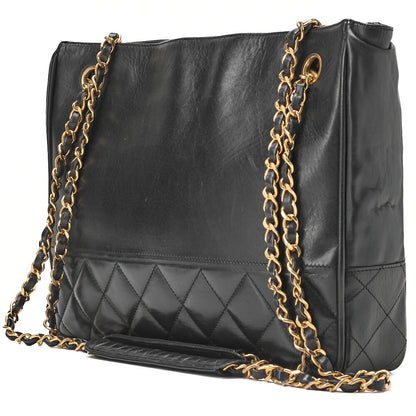 CHANEL Chain Shoulder Bag Matelasse Calfskin Black Gold-Tone Hardware, Pre-Owned