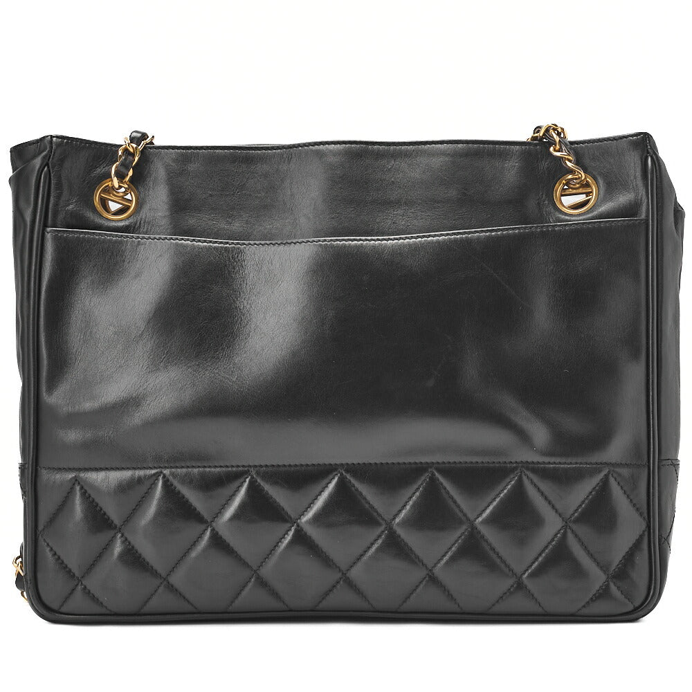 CHANEL Chain Shoulder Bag Matelasse Calfskin Black Gold-Tone Hardware, Pre-Owned