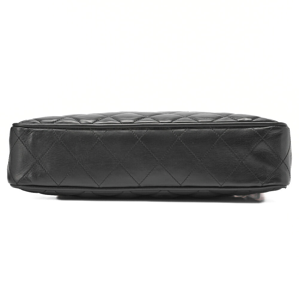 CHANEL Chain Shoulder Bag Matelasse Calfskin Black Gold-Tone Hardware, Pre-Owned