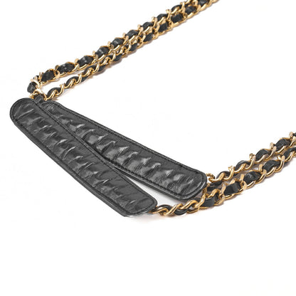 CHANEL Chain Shoulder Bag Matelasse Calfskin Black Gold-Tone Hardware, Pre-Owned