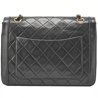 CHANEL Matelasse Turnlock Design Flap Chain Shoulder Bag Lambskin Black Gold-Tone Hardware, Pre-Owned