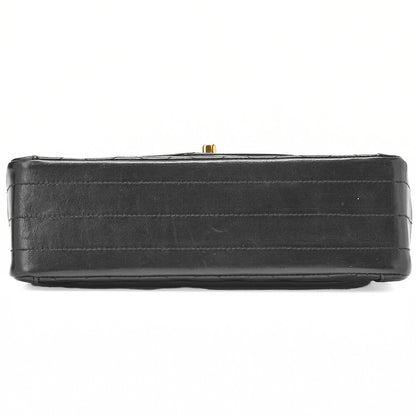 CHANEL Matelasse Turnlock Design Flap Chain Shoulder Bag Lambskin Black Gold-Tone Hardware, Pre-Owned