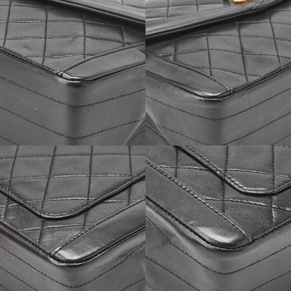 CHANEL Matelasse Turnlock Design Flap Chain Shoulder Bag Lambskin Black Gold-Tone Hardware, Pre-Owned