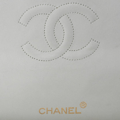 CHANEL Chain Shoulder Bag Mini Matrass? 18cm Lambskin White Single Flap Turnlock Gold-Tone Hardware, Pre-Owned