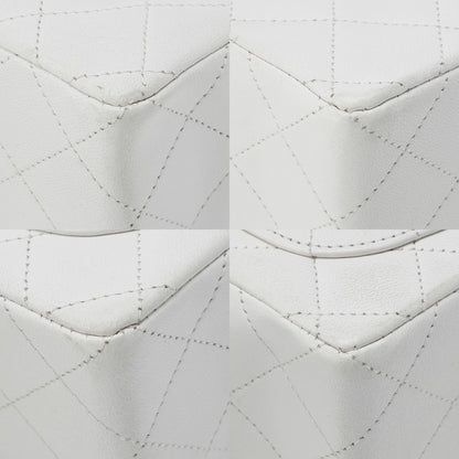 CHANEL Chain Shoulder Bag Mini Matrass? 18cm Lambskin White Single Flap Turnlock Gold-Tone Hardware, Pre-Owned