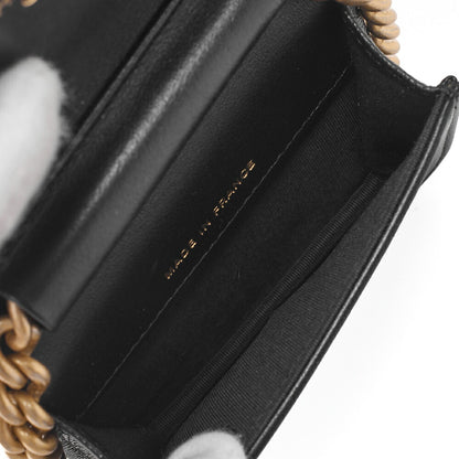 CHANEL Shoulder Bag Waist Bag Mini Size Boy Chanel Caviar Skin Black Gold-Tone Hardware, Pre-Owned