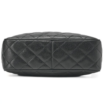 CHANEL Chain Shoulder Bag Matelasse Cocomark Caviar Skin Ball Charm Black Gold-Tone Hardware, Pre-Owned