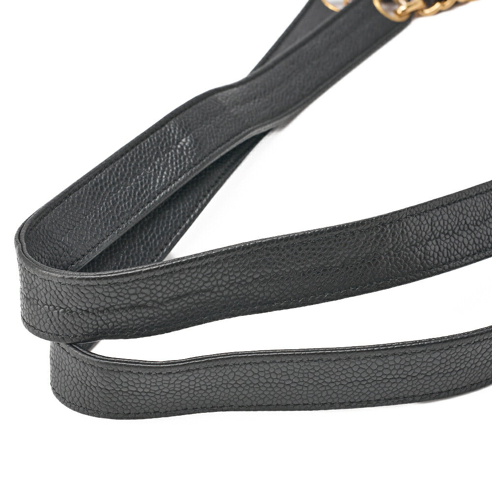 CHANEL Matlasse Outside Flap Shoulder Bag Caviar Skin Black (Gold Fittings) Women's Bag High Brand [Used] [Free Shipping]