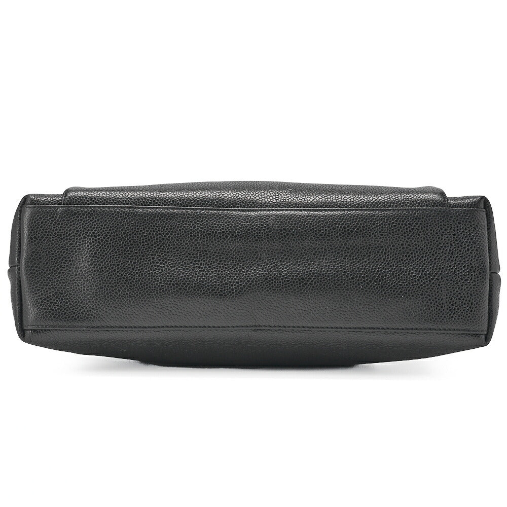 CHANEL Outside Flap Shoulder Bag Caviar Skin Black Gold-Tone Hardware, Pre-Owned