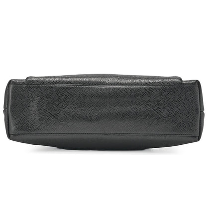 CHANEL Outside Flap Shoulder Bag Caviar Skin Black Gold-Tone Hardware, Pre-Owned